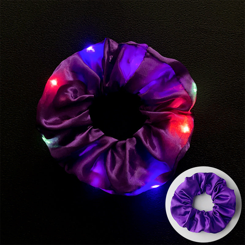 Wholesale Led Luminous Large Intestine Hair Ring DIY Night Light Flower Shiny Fat Intestine Head Rope Nightclub Rubber Band Hair Accessories